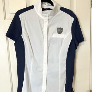 Noel Asmar Show Shirt -White with Navy Mesh- Women's XXL